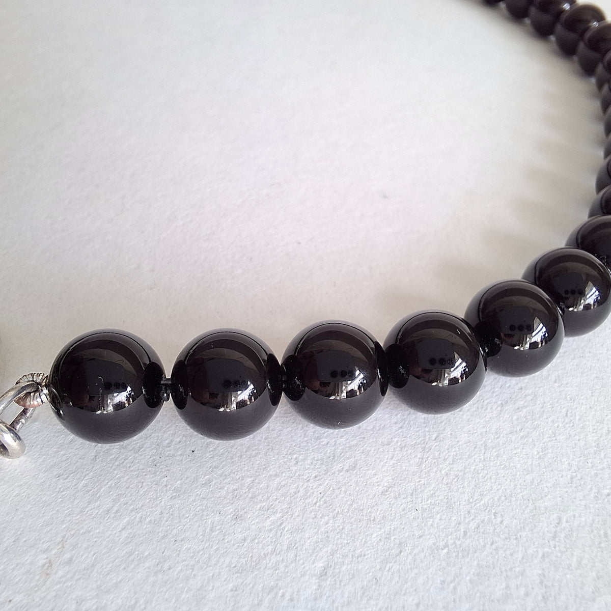 Tiffany & Co Toggle Clasp Onyx Bead Necklace in Hallmarked Sterling Silver