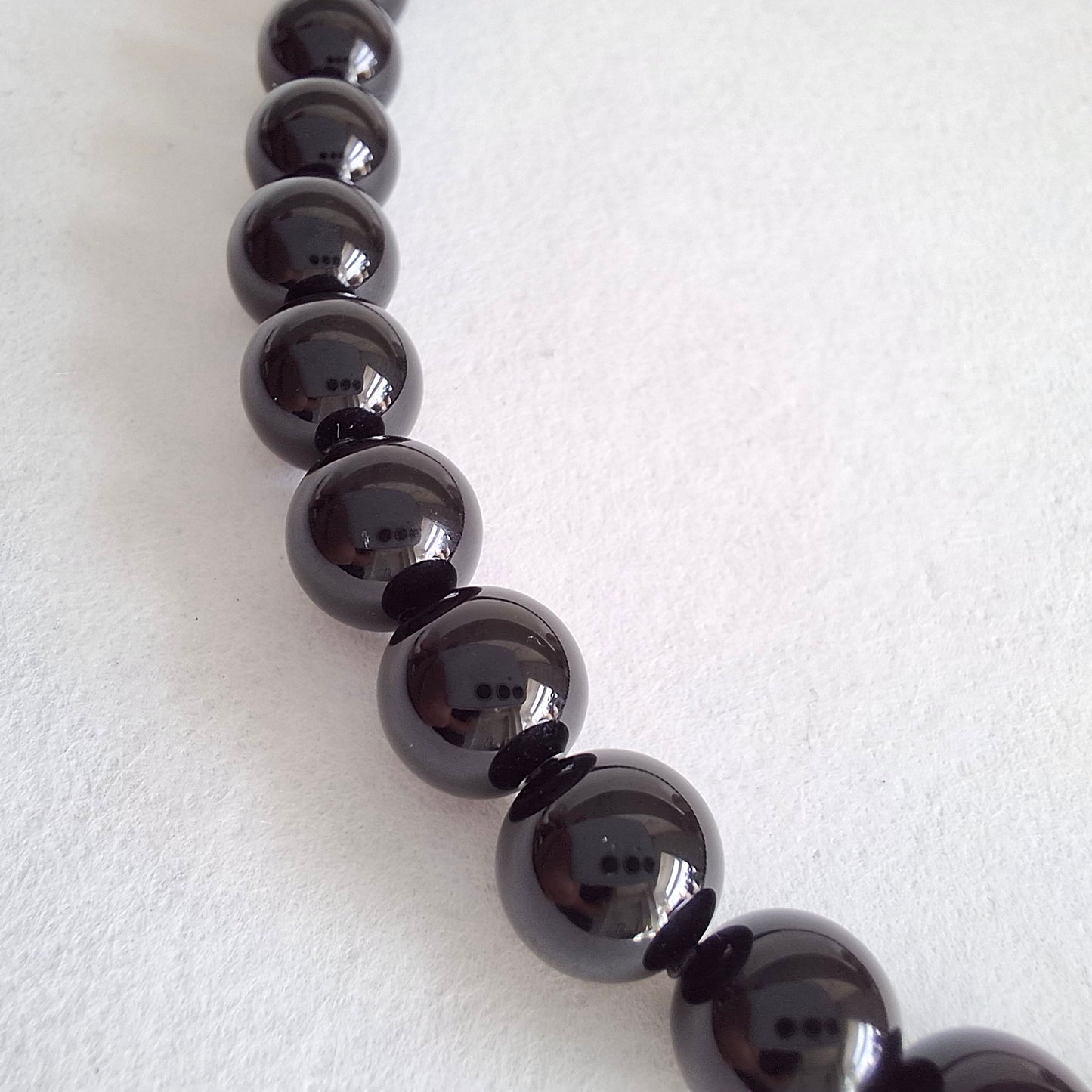 Tiffany & Co Toggle Clasp Onyx Bead Necklace in Hallmarked Sterling Silver