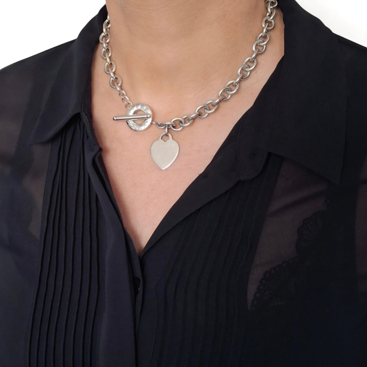 Vintage Tiffany & Co Heart Charm Toggle Necklace in Hallmarked Sterling Silver