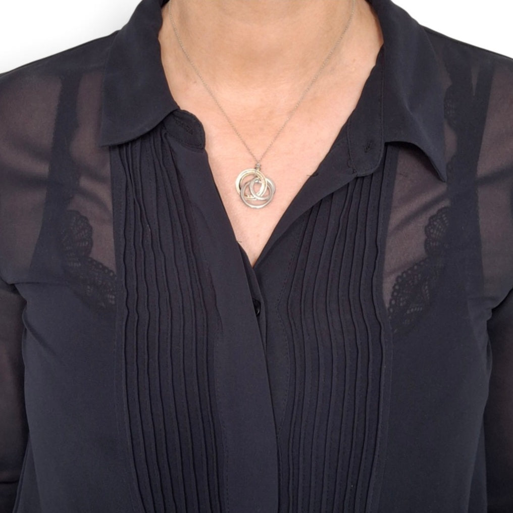 Tiffany & Co 1837 Triple Interlocking  Circles Pendant Necklace in Sterling Silver and Rubedo