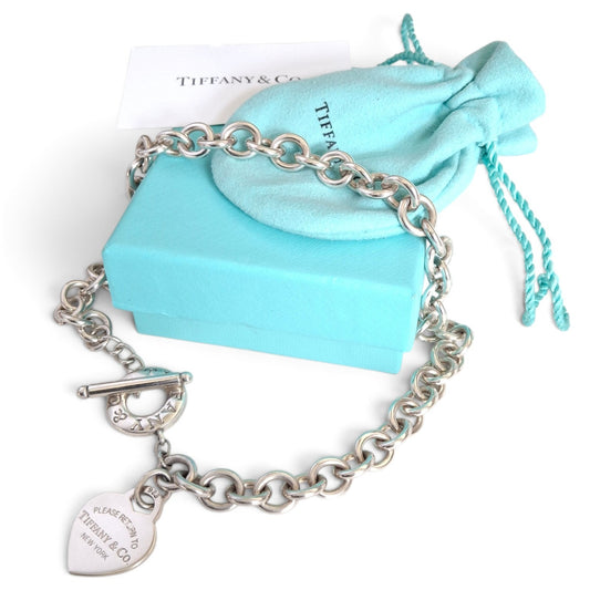Tiffany & Co Return to Tiffany Heart Tag Charm Toggle Necklace in Hallmarked Sterling Silver