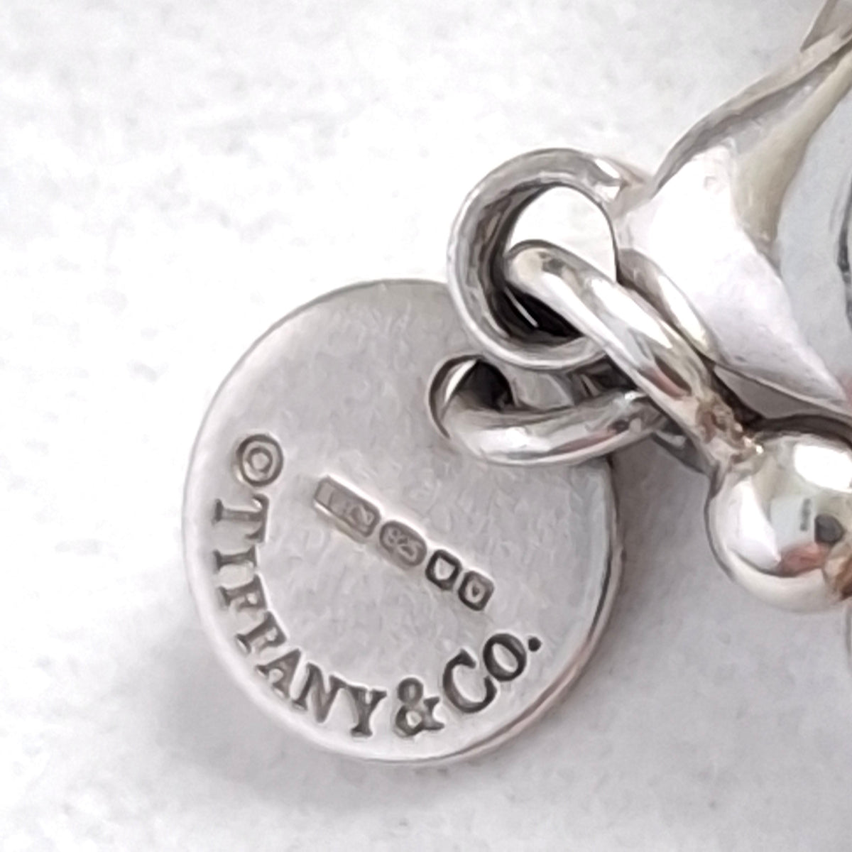Vintage Tiffany & Co Solid Love Heart Necklace on 88cm Long Beaded Chain in Hallmarked Sterling Silver