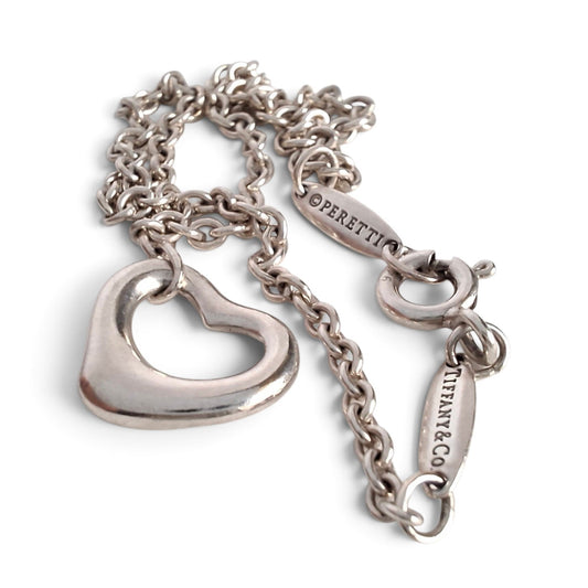 Tiffany & Co Elsa Peretti Open Heart Charm Bracelet in Sterling Silver