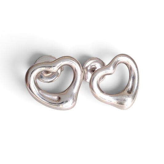 Tiffany & Co Elsa Peretti Open Heart Earrings in Sterling Silver