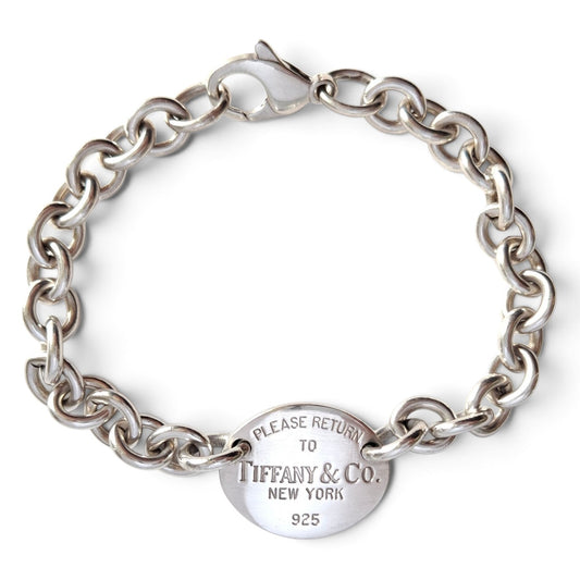 Vintage Return to Tiffany & Co New York Oval Tag Bracelet in Sterling Silver