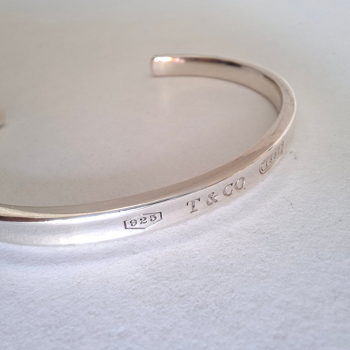 Tiffany & Co Narrow Cuff Bangle Bracelet in Hallmarked Sterling Silver