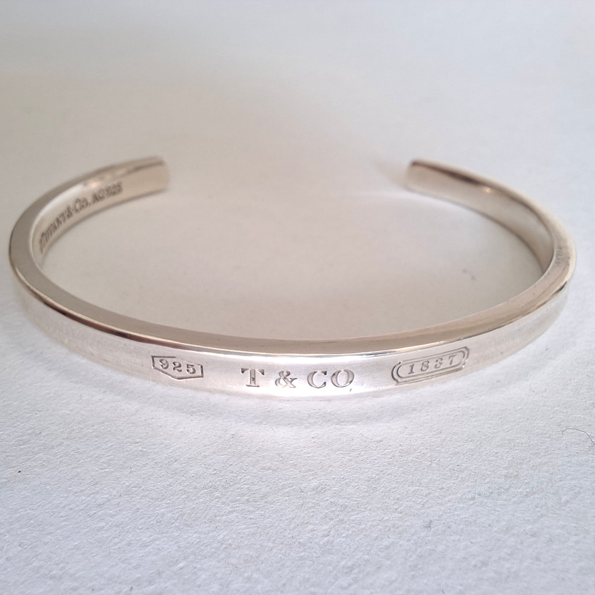 Tiffany & Co Narrow Cuff Bangle Bracelet in Hallmarked Sterling Silver