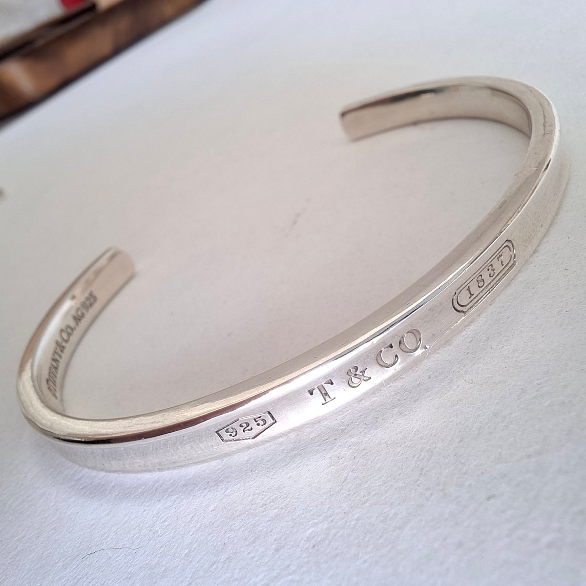 Tiffany & Co Narrow Cuff Bangle Bracelet in Hallmarked Sterling Silver