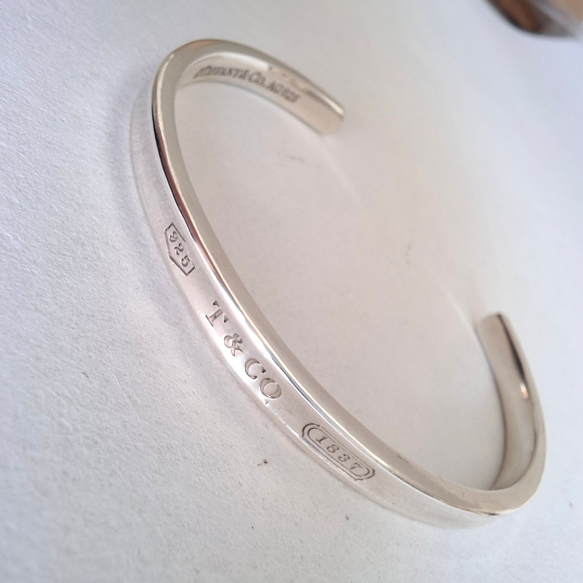 Tiffany & Co Narrow Cuff Bangle Bracelet in Hallmarked Sterling Silver