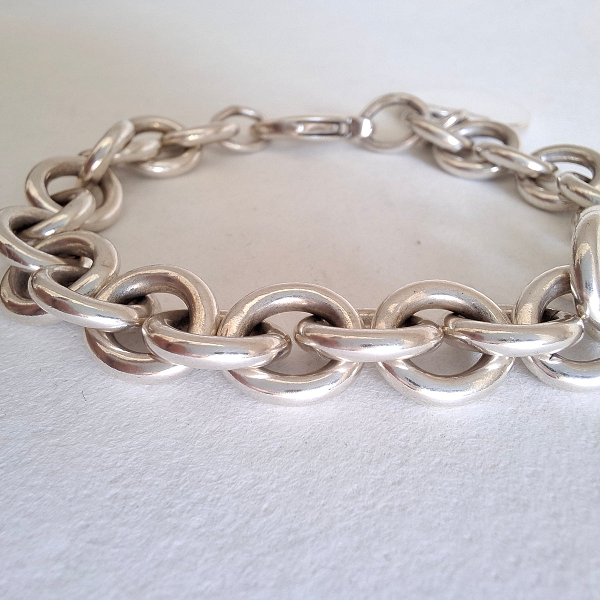 Vintage Hallmarked Sterling Silver Heart Tag Charm Bracelet by Tiffany & Co