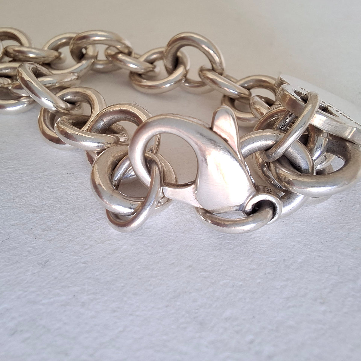 Vintage Hallmarked Sterling Silver Heart Tag Charm Bracelet by Tiffany & Co