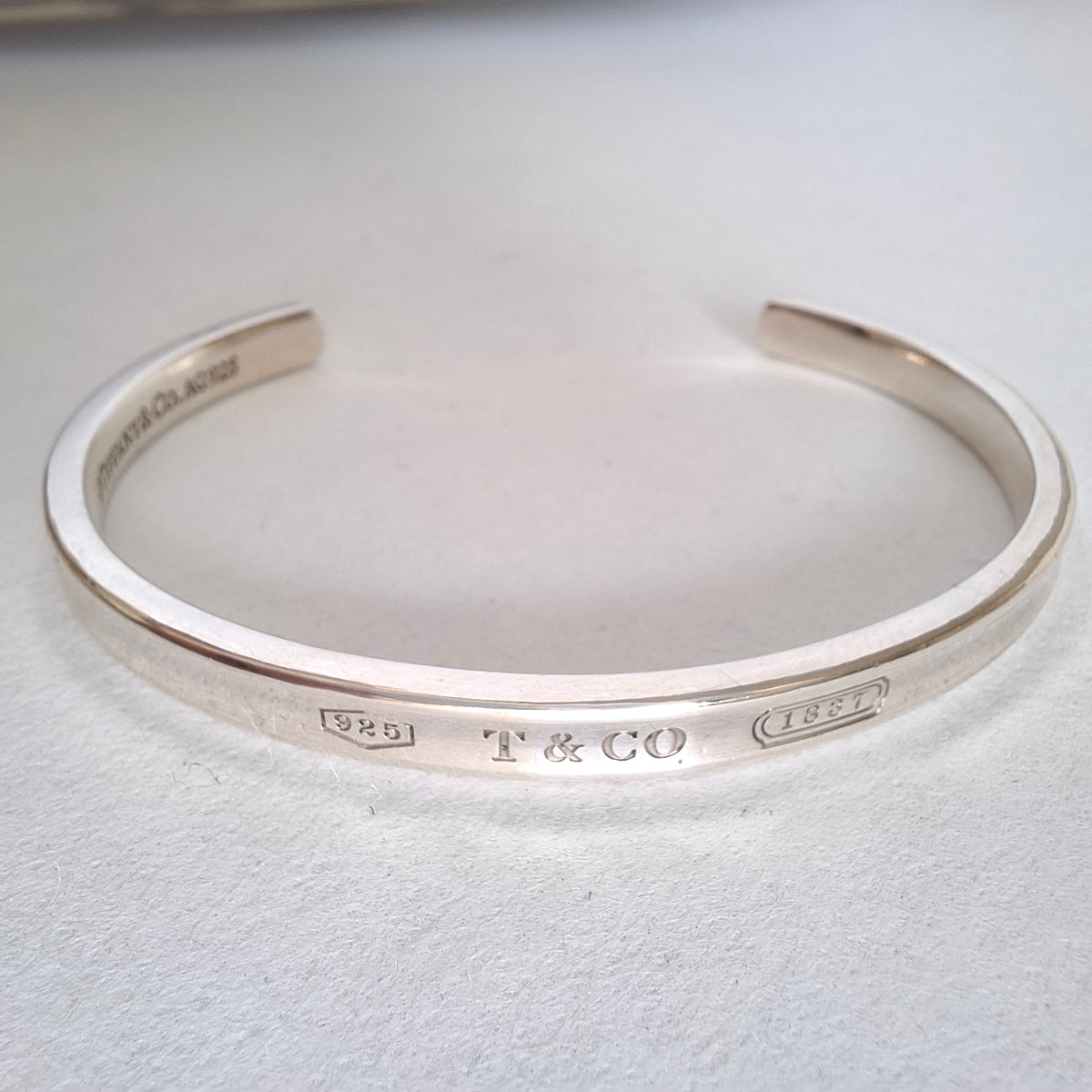 Tiffany & Co Narrow Cuff Bangle Bracelet in Hallmarked Sterling Silver