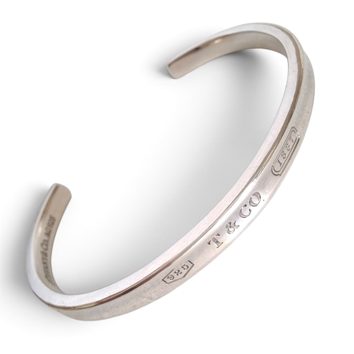 Tiffany & Co Narrow Cuff Bangle Bracelet in Hallmarked Sterling Silver