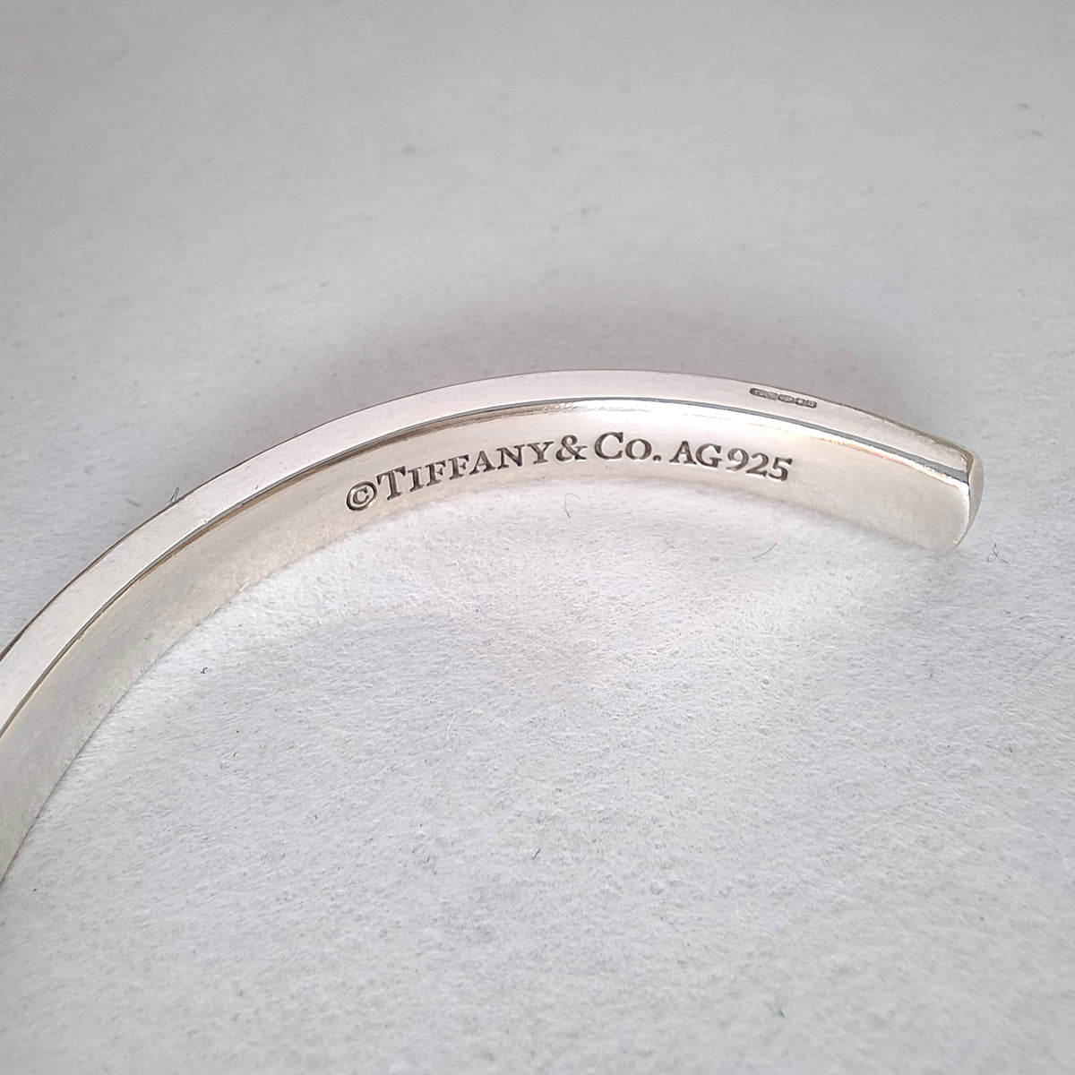 Tiffany & Co Narrow Cuff Bangle Bracelet in Hallmarked Sterling Silver