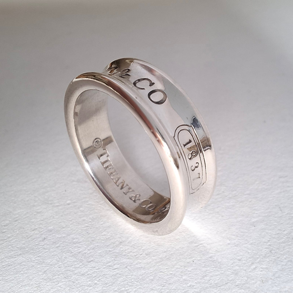 Tiffany & Co 1837 Medium Band Ring in Hallmarked Silver size P 1/2 - US 8.25