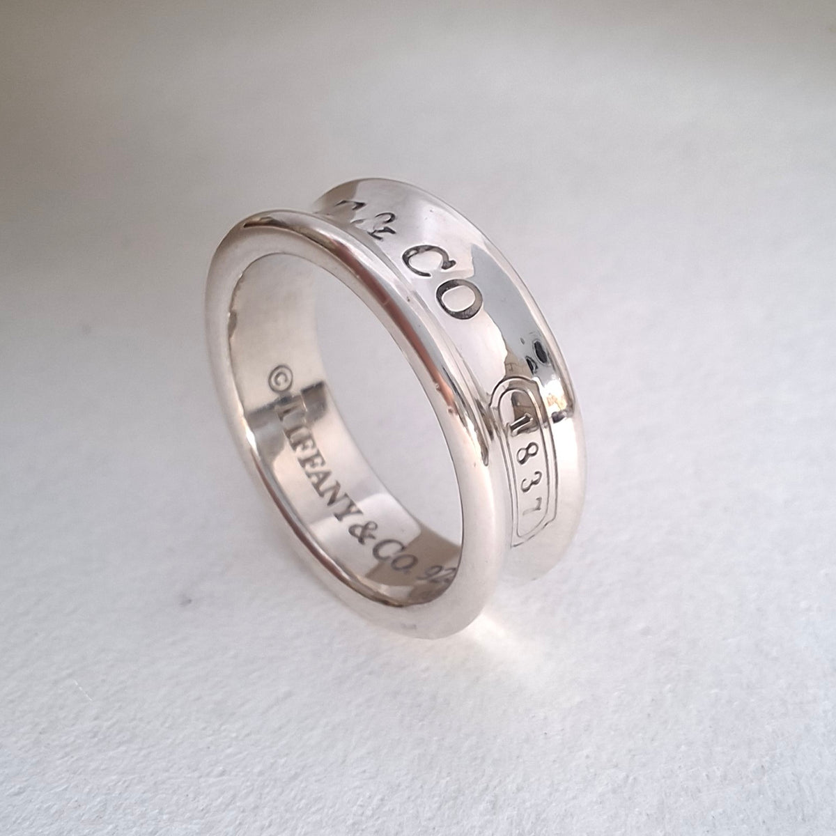 Tiffany & Co 1837 Medium Band Ring in Hallmarked Silver size P 1/2 - US 8.25