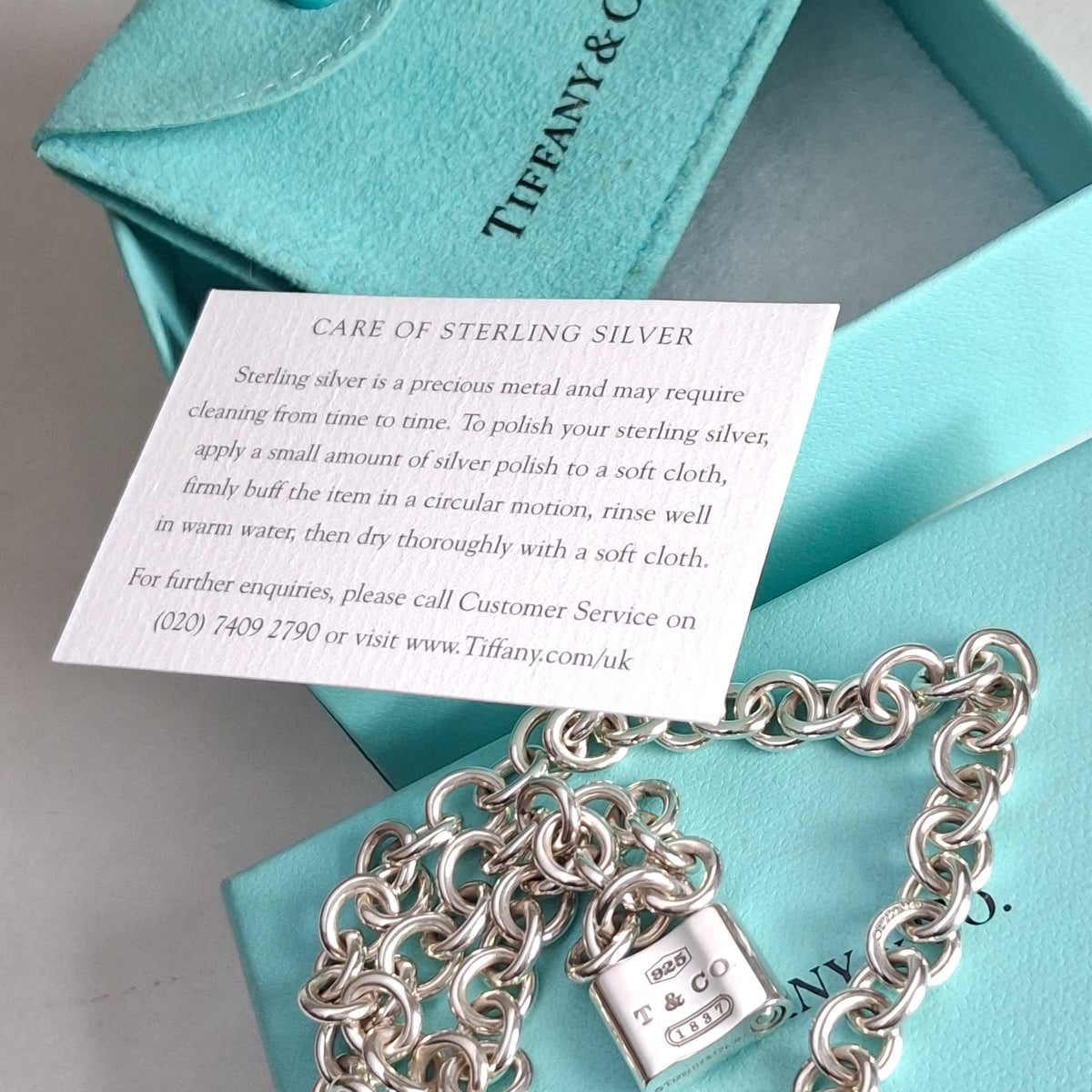 Tiffany & Co 1837 Padlock Necklace in Sterling Silver with Box and Pouch