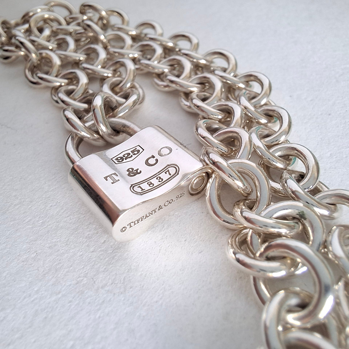 Tiffany & Co 1837 Padlock Necklace in Sterling Silver with Box and Pouch
