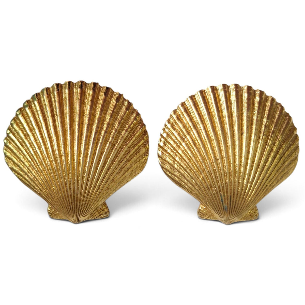 Vintage Yves Saint Laurent YSL Gold Plated Clam Shell Earrings
