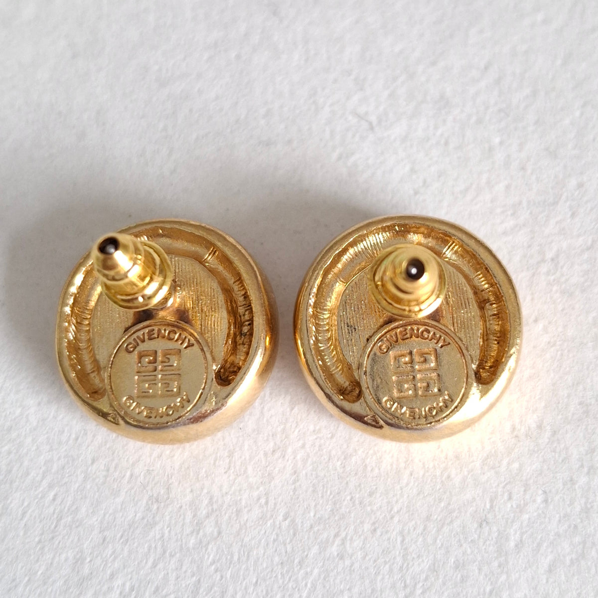 Vintage Givenchy Paris Logo Pearl Stud Earings