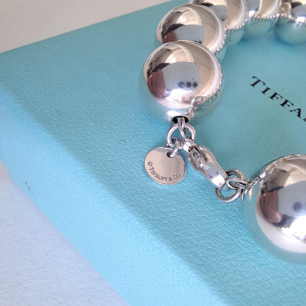 Tiffany & Co 14mm Hardware Ball Bracelet in Sterling Silver with Box