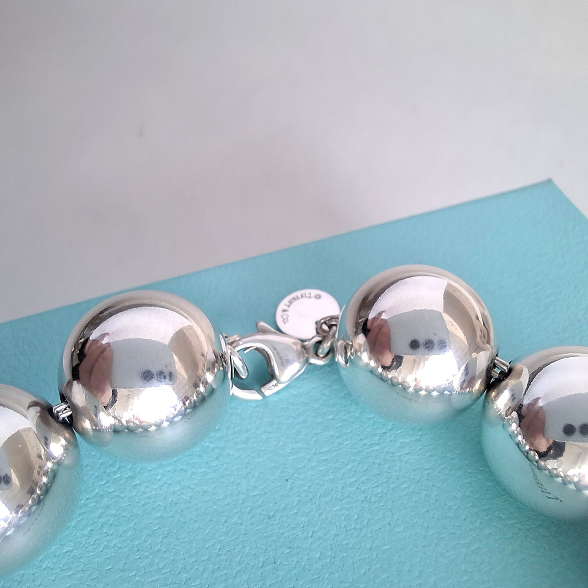 Tiffany & Co 14mm Hardware Ball Bracelet in Sterling Silver with Box