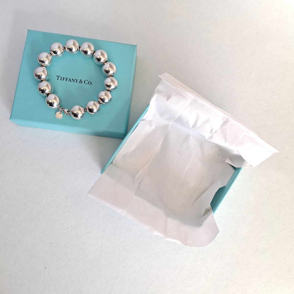 Tiffany & Co 14mm Hardware Ball Bracelet in Sterling Silver with Box