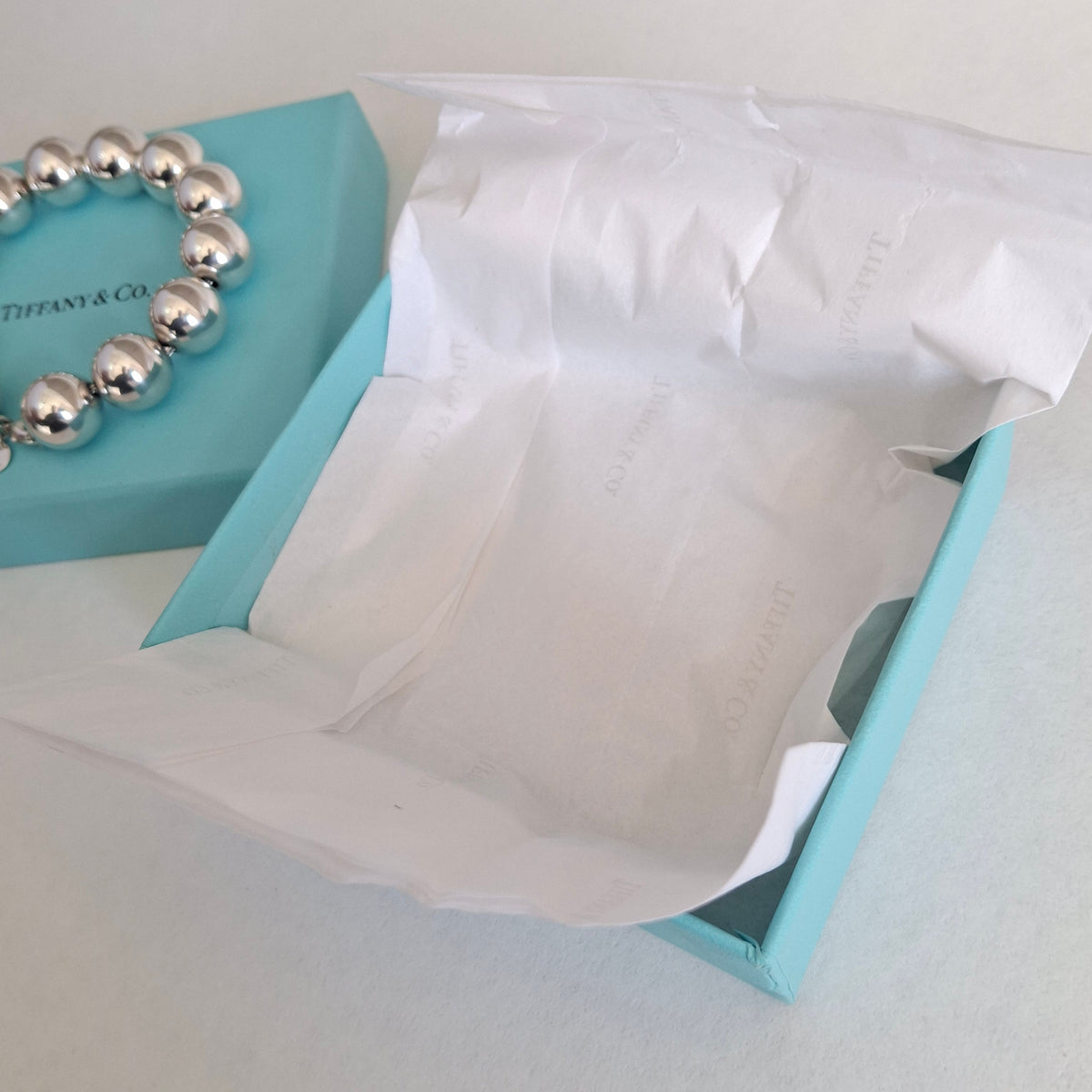 Tiffany & Co 14mm Hardware Ball Bracelet in Sterling Silver with Box