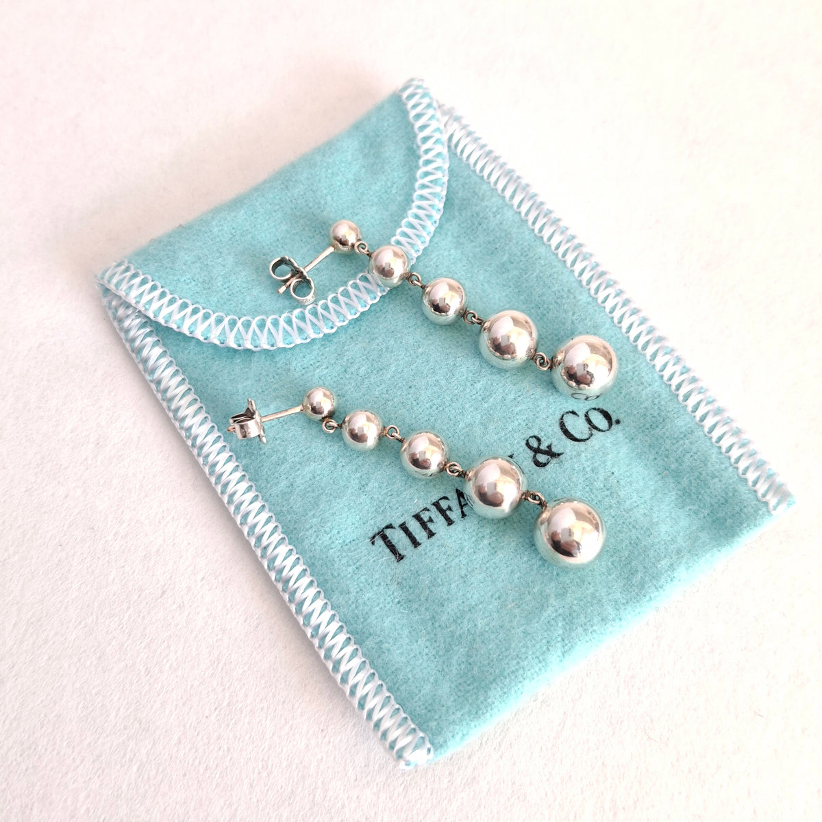 Tiffany & Co Hardwear Graduated Five Ball Earrings in Sterling Silver with Box