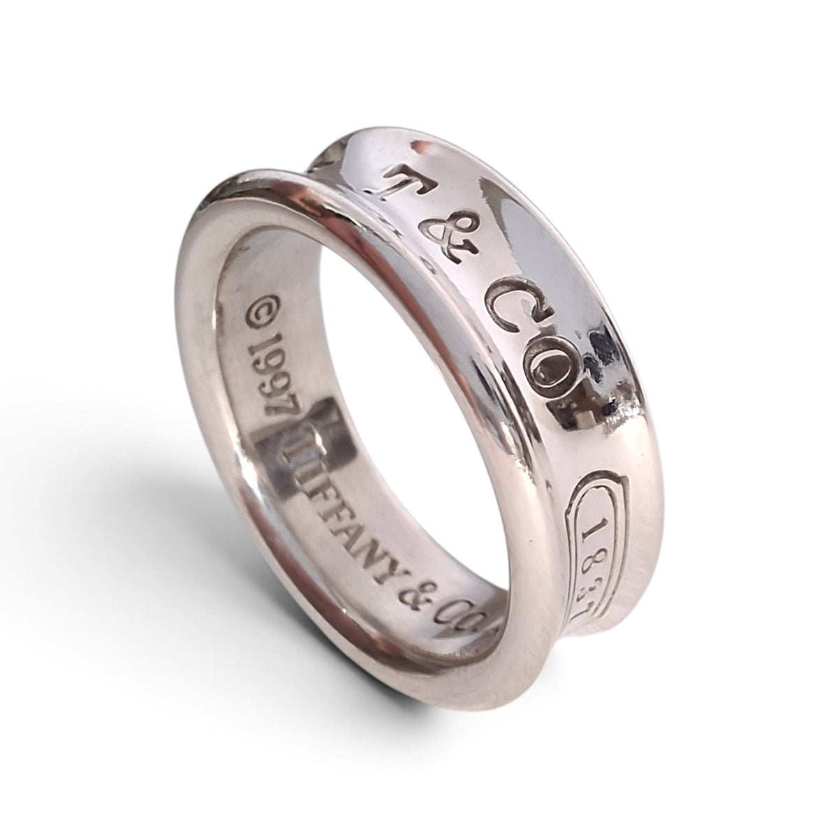 Vintage Tiffany & Co 1837 Medium Band Ring in Sterling Silver
