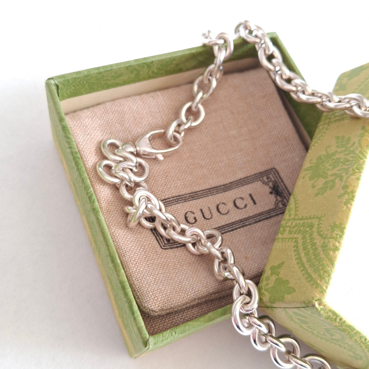 Gucci Trademark Logo Necklace in Solid Sterling Silver