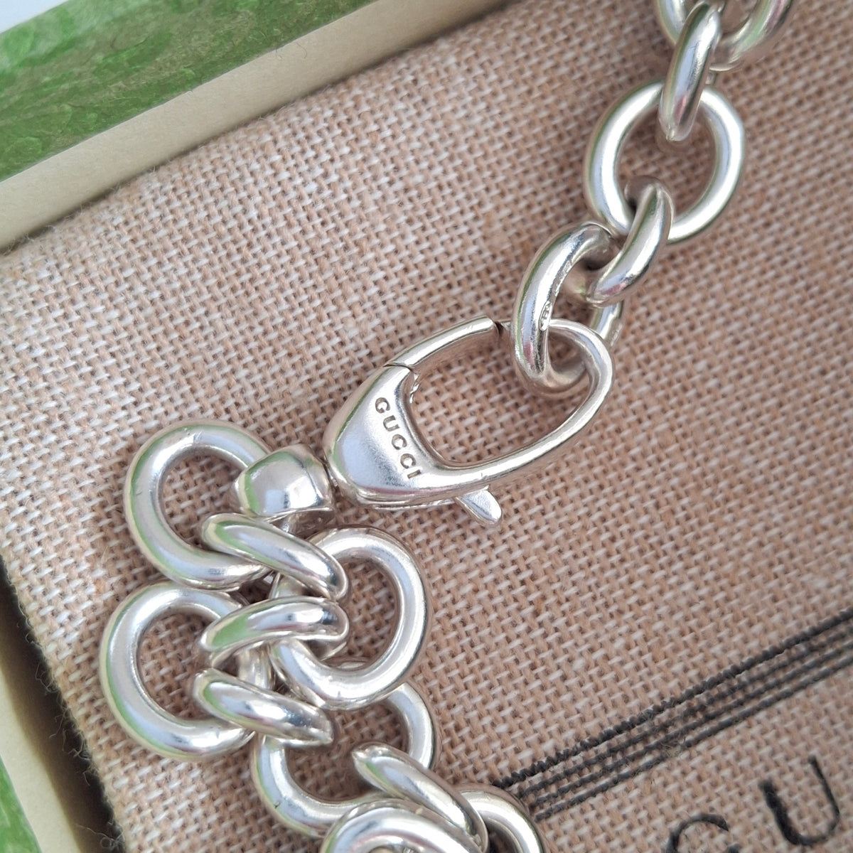 Gucci Trademark Logo Necklace in Solid Sterling Silver