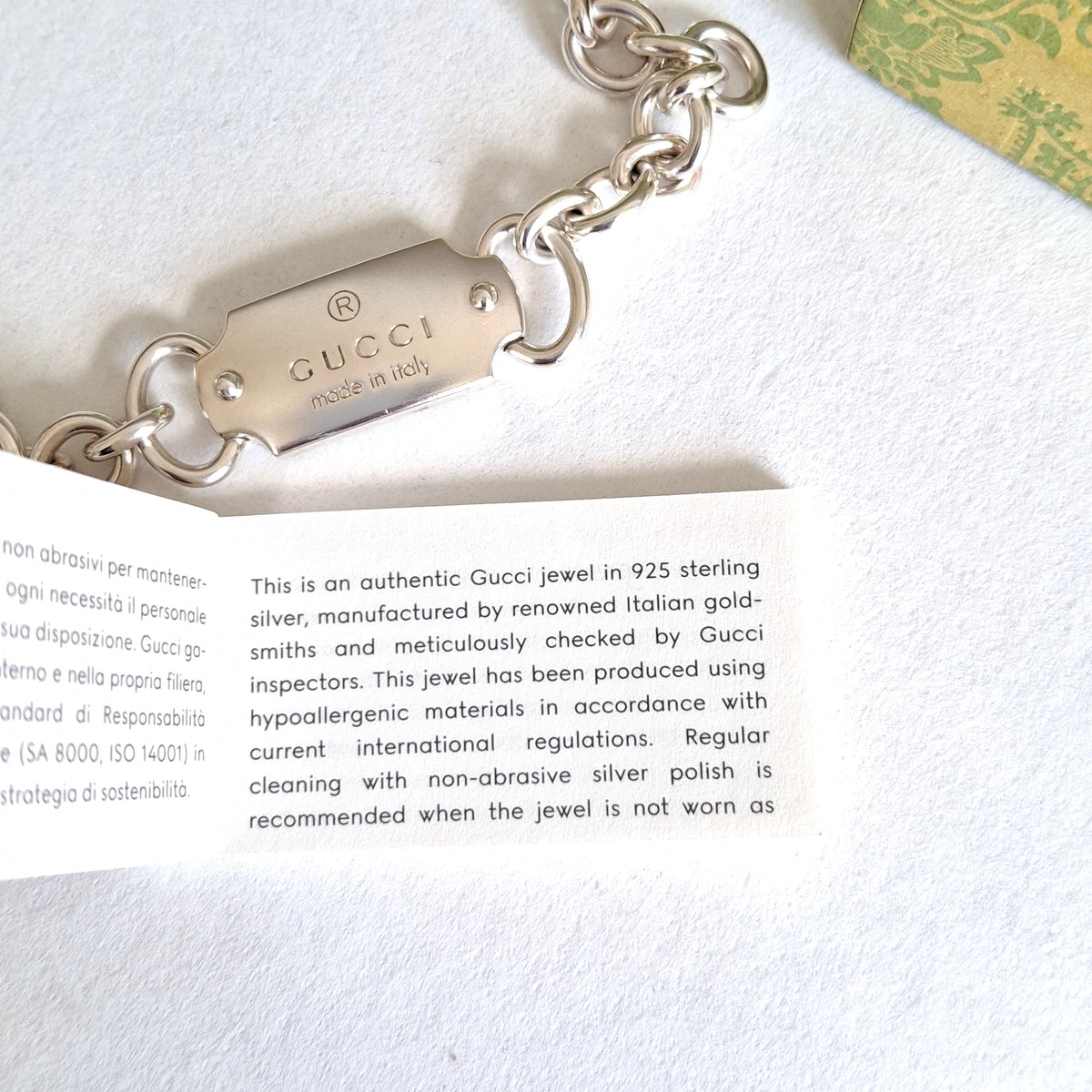 Gucci Trademark Logo Necklace in Solid Sterling Silver