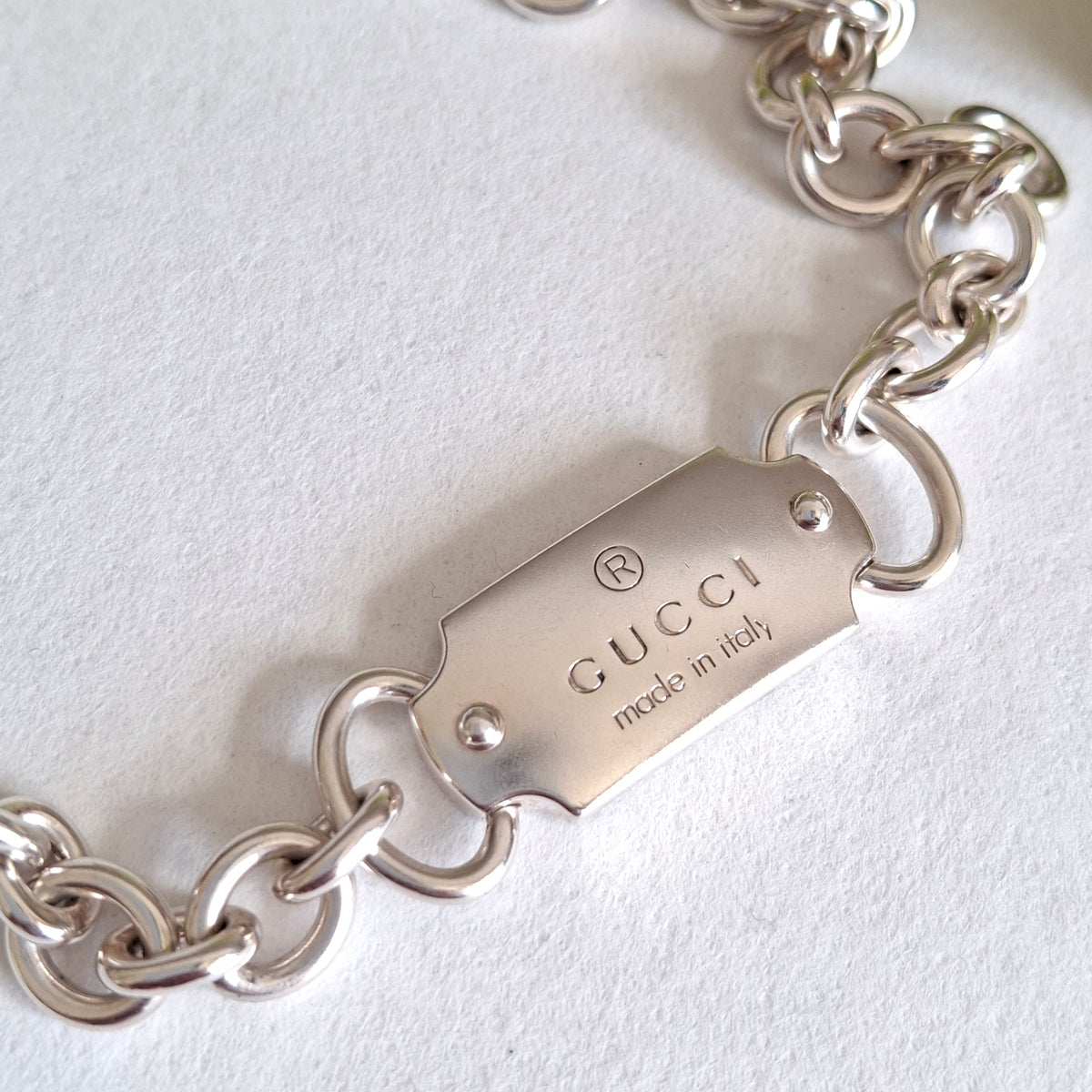 Gucci Trademark Logo Necklace in Solid Sterling Silver