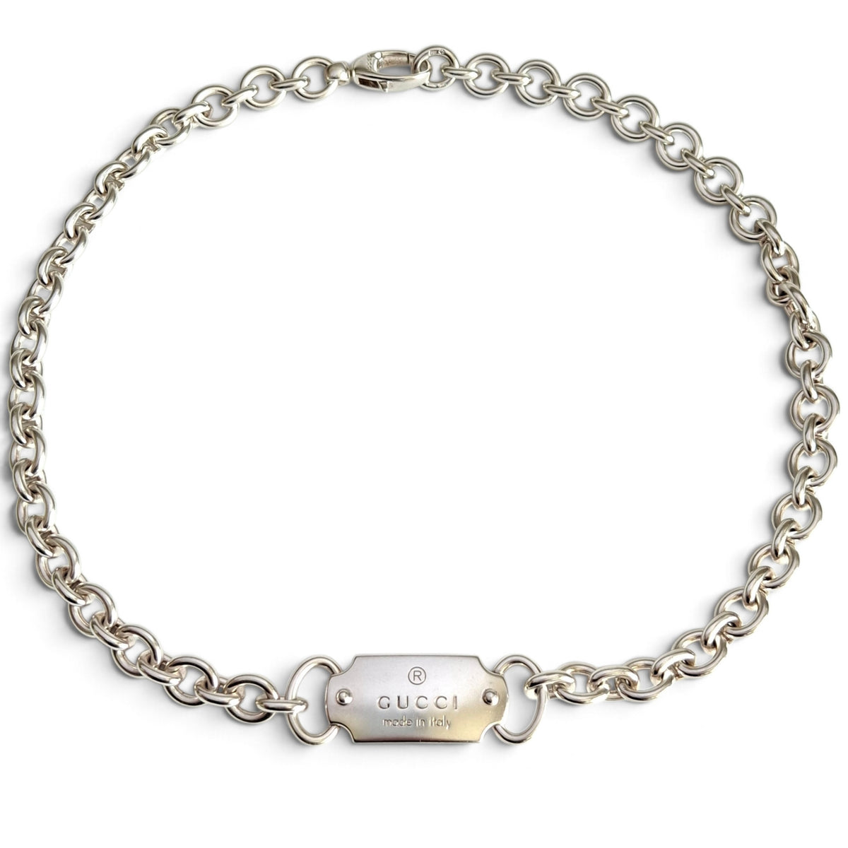 Gucci Trademark Logo Necklace in Solid Sterling Silver