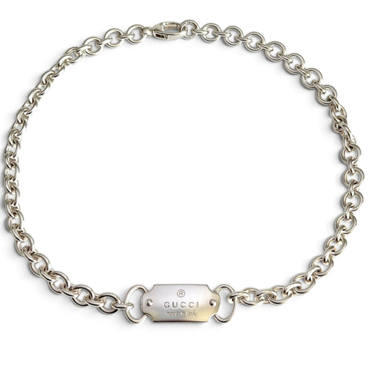 Gucci Trademark Logo Necklace in Solid Sterling Silver