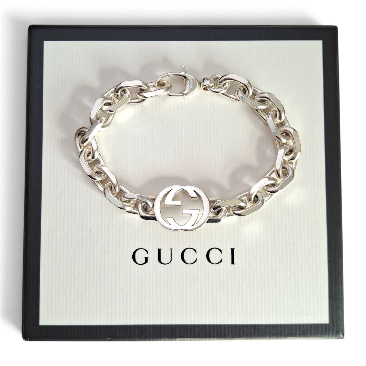 Gucci GG Logo Bracelet in Solid Sterling Silver