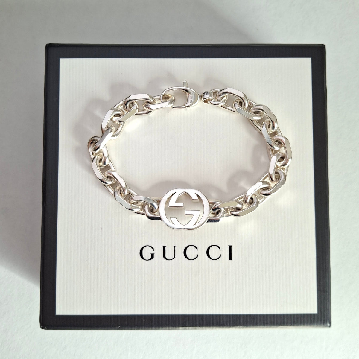 Gucci GG Logo Bracelet in Solid Sterling Silver