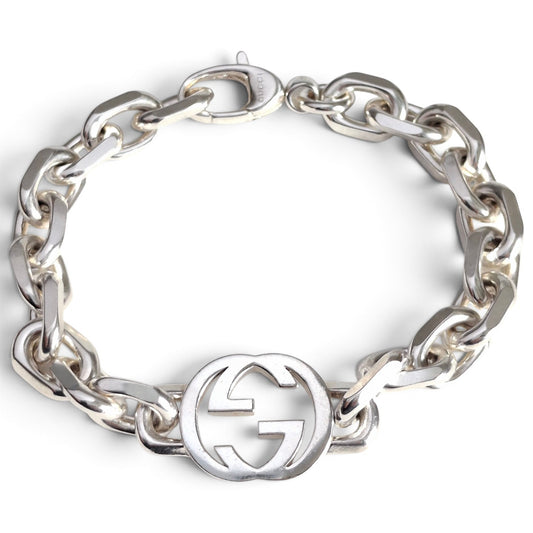 Gucci GG Logo Bracelet in Solid Sterling Silver
