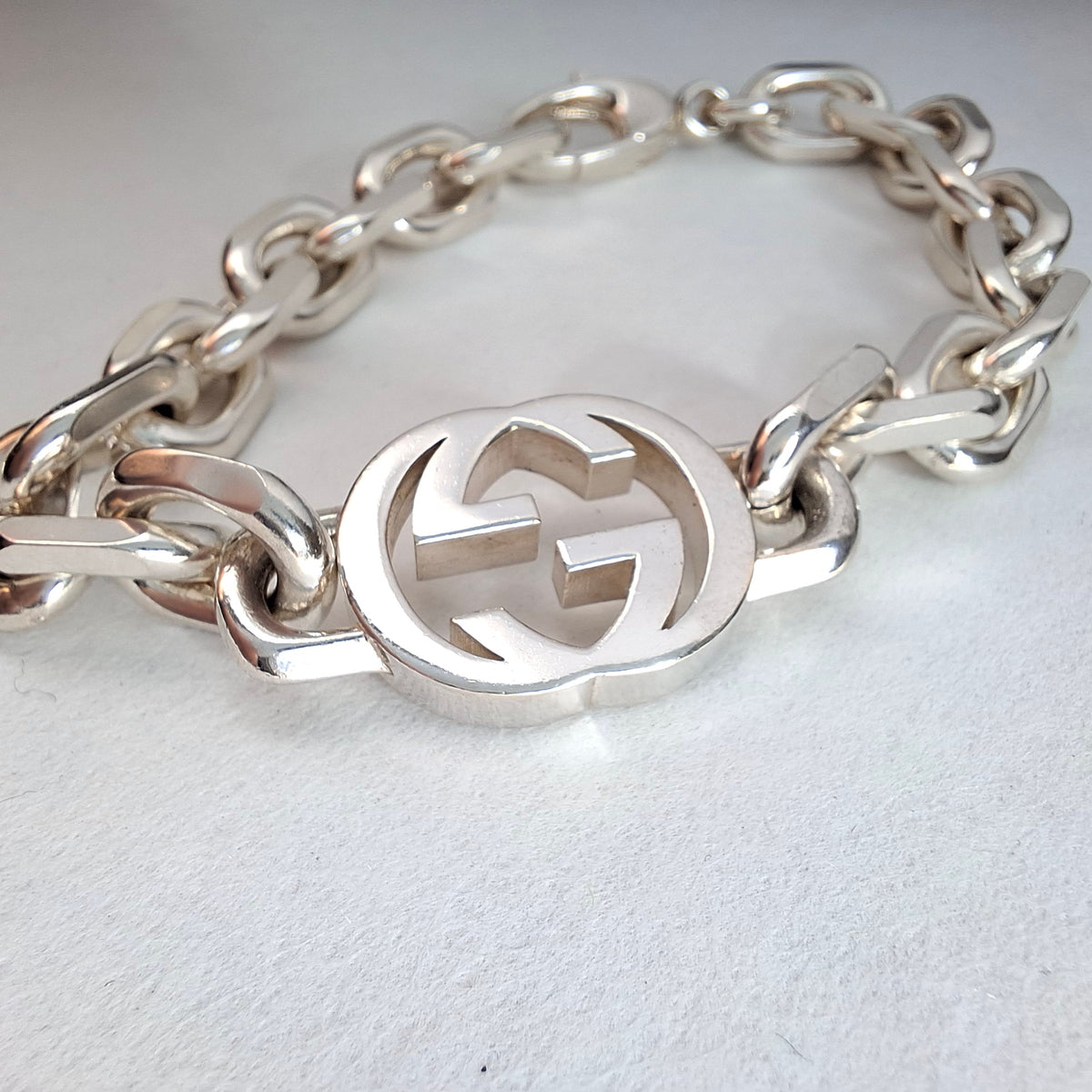 Gucci GG Logo Bracelet in Solid Sterling Silver