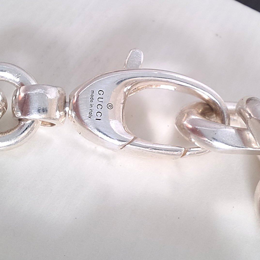 Gucci GG Logo Bracelet in Solid Sterling Silver