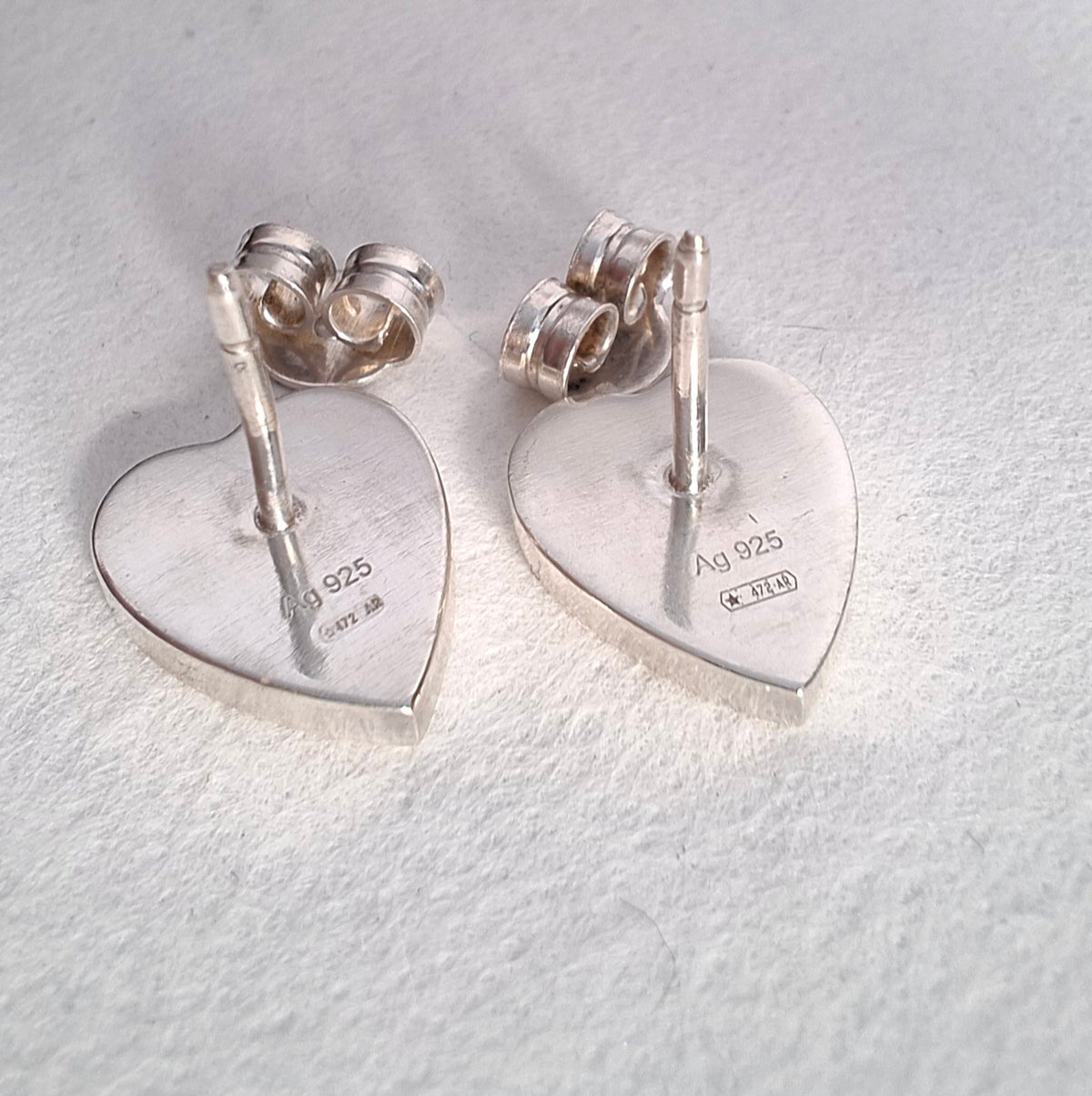 Gucci Trademark Logo Heart Stud Earrings in Sterling Silver