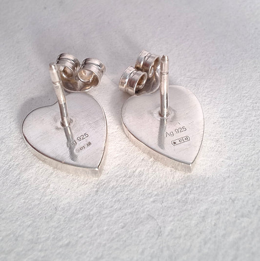 Gucci Trademark Logo Heart Stud Earrings in Sterling Silver