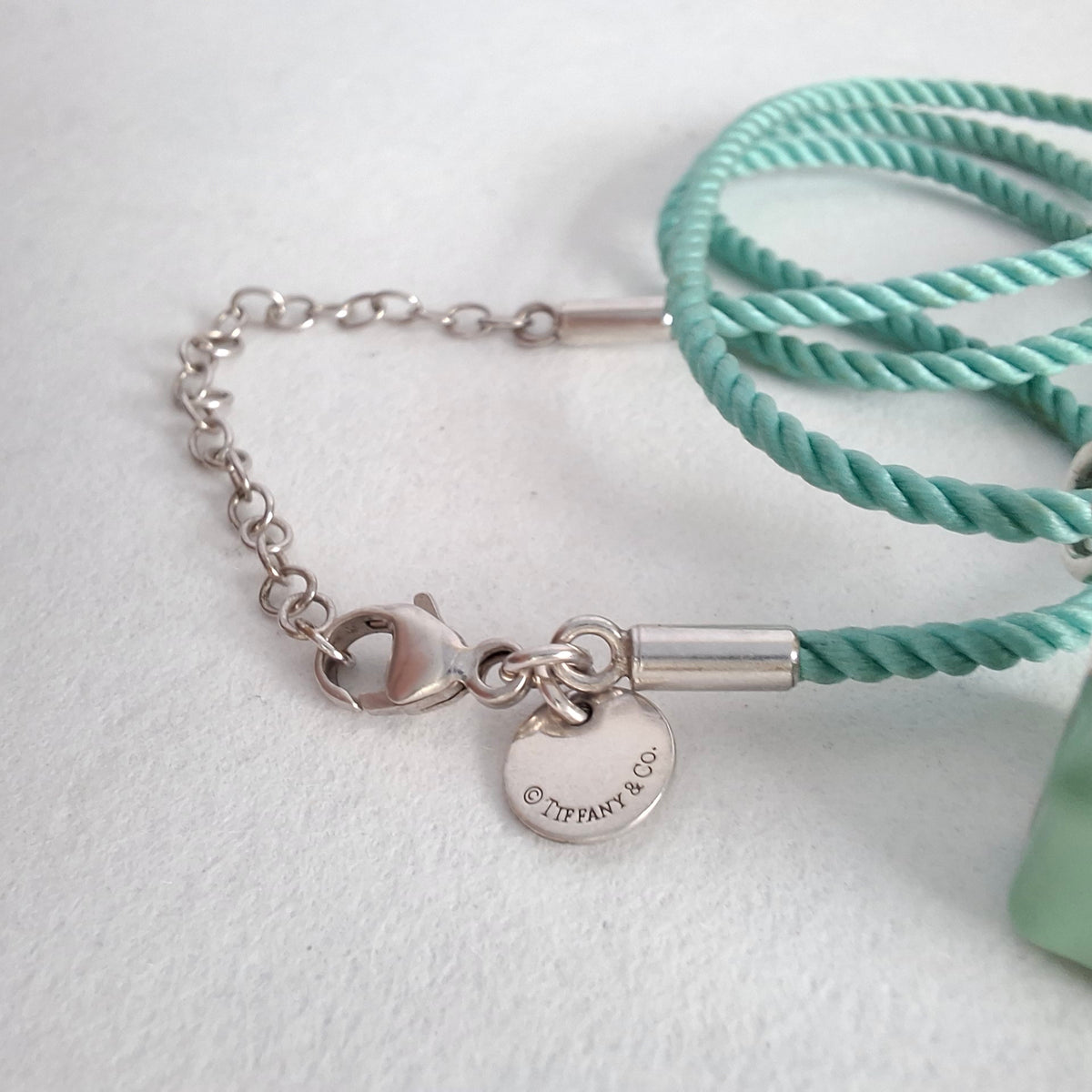 Tiffany & Co Blue Enamel Present Box Charm on Cord Necklace