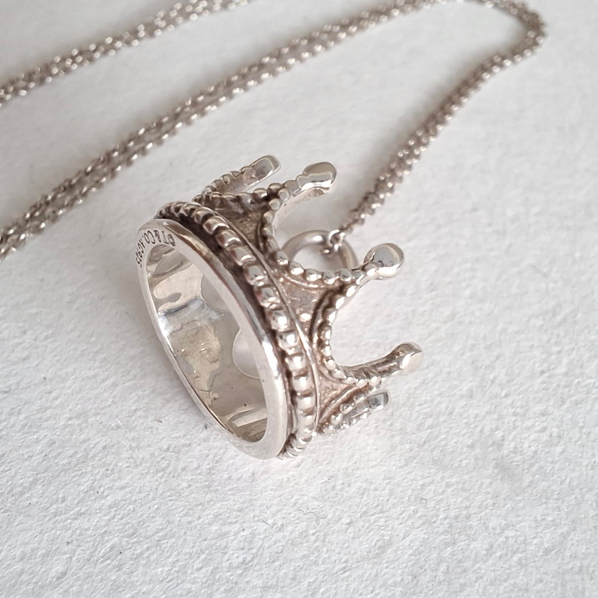 Tiffany & Co Crown Charm Pendant Necklace in Sterling Silver