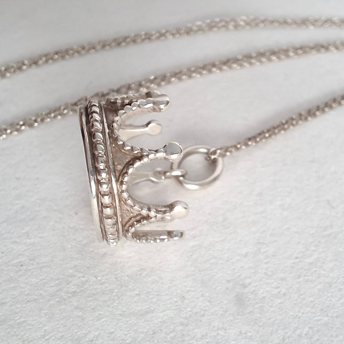Tiffany & Co Crown Charm Pendant Necklace in Sterling Silver