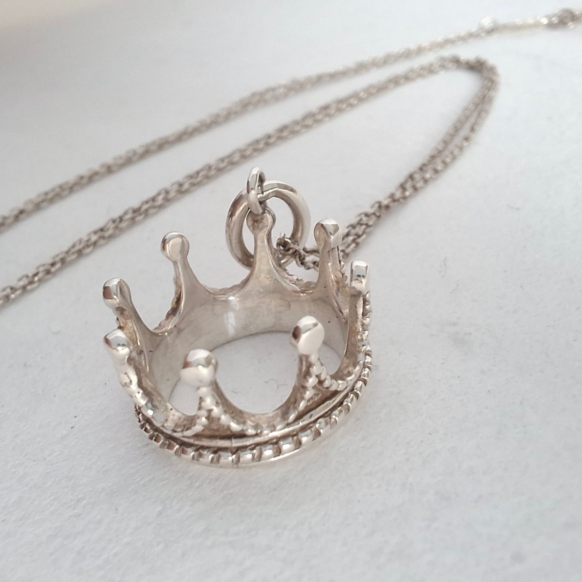 Tiffany & Co Crown Charm Pendant Necklace in Sterling Silver