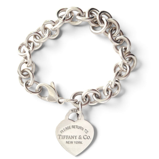 Vintage Return to Tiffany & Co Heart Tag Charm Bracelet in Sterling Silver