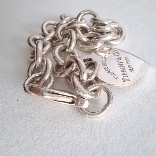 Vintage Return to Tiffany & Co Heart Tag Charm Bracelet in Sterling Silver