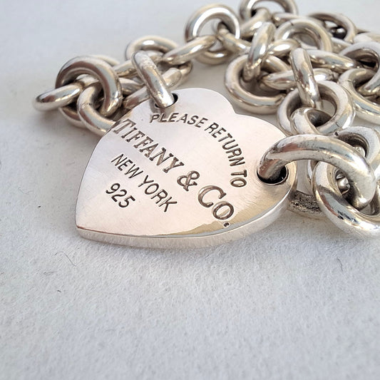 Vintage Return to Tiffany Heart Charm Bracelet in Sterling Silver